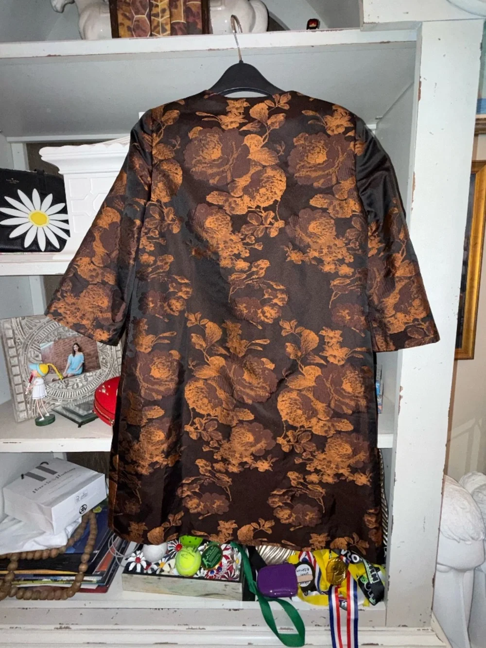 Preston & york brown Belinda black brocade jacket jacquard floral coat sz 4 - Picture 4 of 4